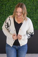 Load image into Gallery viewer, Black Floral Sweater Cardigan
