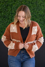 Load image into Gallery viewer, Floral Checker Cardigan - Rust
