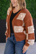 Load image into Gallery viewer, Floral Checker Cardigan - Rust
