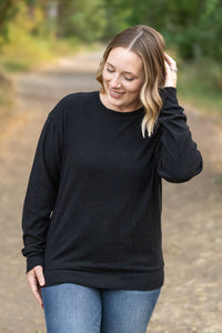 Corrine Ribbed Pullover Top - Black