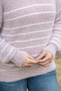 Cozy Striped Sweater - Mauve