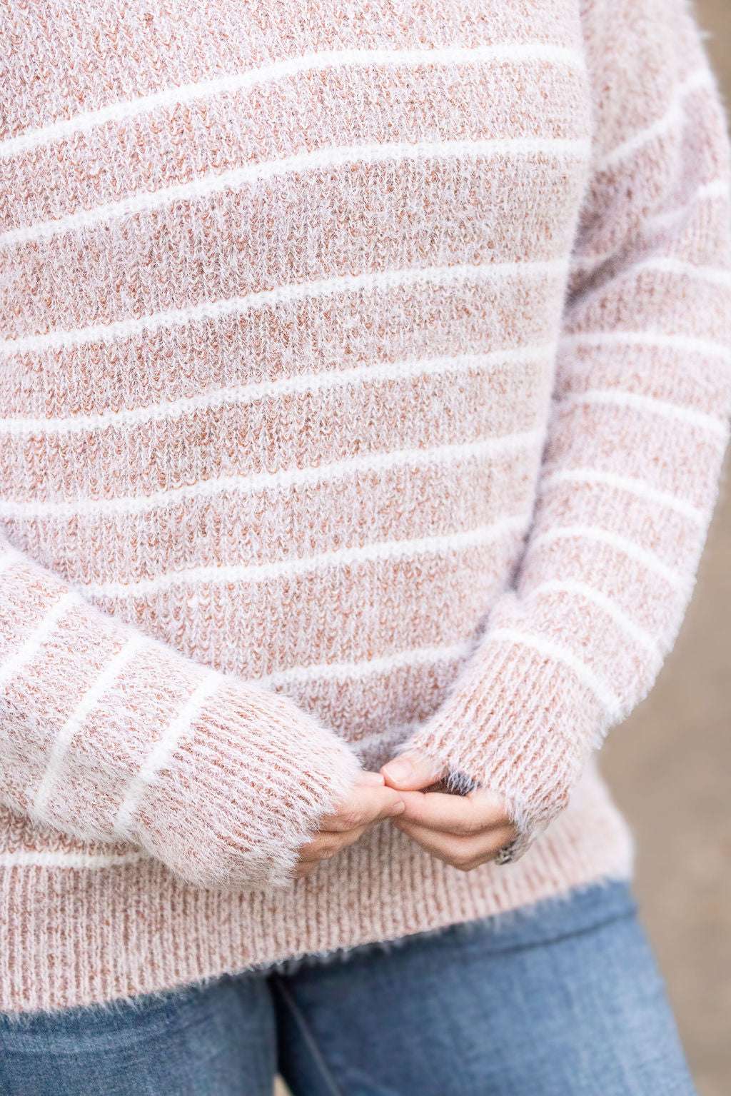 Cozy Striped Sweater - Rust