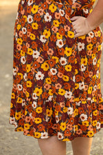 Load image into Gallery viewer, Bailey Dress - Brown Fall Floral
