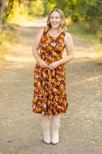 Load image into Gallery viewer, Bailey Dress - Brown Fall Floral
