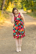 Load image into Gallery viewer, Kelsey Tank Dress - Bold Magenta Floral
