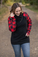 Load image into Gallery viewer, Zoey ZipCowl - Black and Buffalo Plaid
