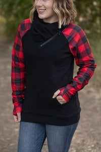 Zoey ZipCowl - Black and Buffalo Plaid