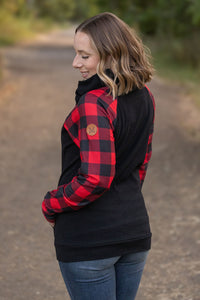 Zoey ZipCowl - Black and Buffalo Plaid