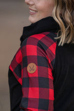 Load image into Gallery viewer, Zoey ZipCowl - Black and Buffalo Plaid
