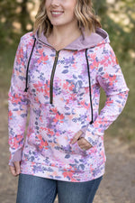 Load image into Gallery viewer, HalfZip Hoodie - Floral Leaves
