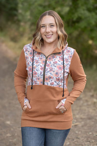 HalfZip Hoodie - Camel and Fall Floral Mix