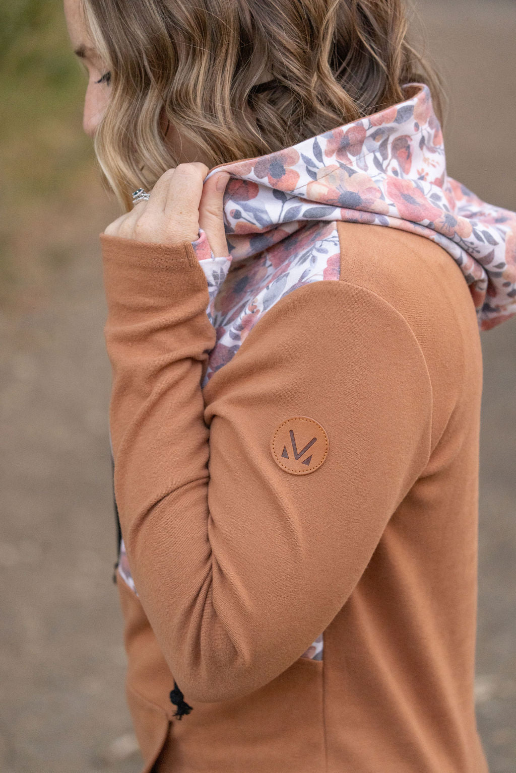 HalfZip Hoodie - Camel and Fall Floral Mix