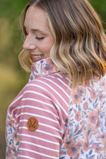 Load image into Gallery viewer, Zoey ZipCowl - Fall Floral and Stripes
