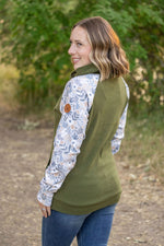 Load image into Gallery viewer, Zoey ZipCowl - Olive and Boho Floral
