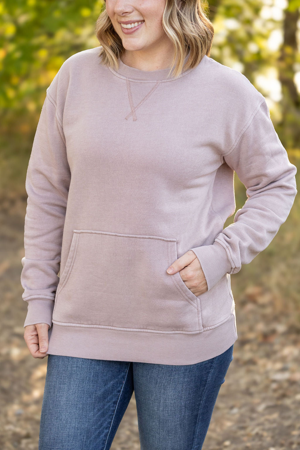 Vintage Wash Pocket Pullover - Blush Pebble