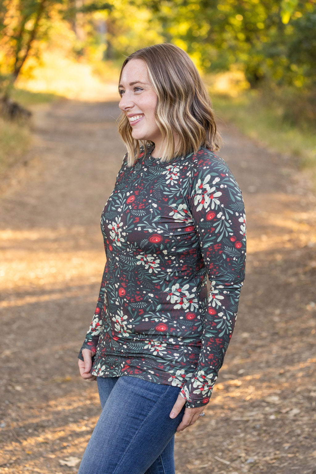 Blair Long Sleeve Top - Evergreen Christmas