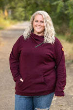 Load image into Gallery viewer, Classic Zoey ZipCowl Sweatshirt - Burgundy
