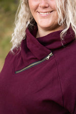 Load image into Gallery viewer, Classic Zoey ZipCowl Sweatshirt - Burgundy
