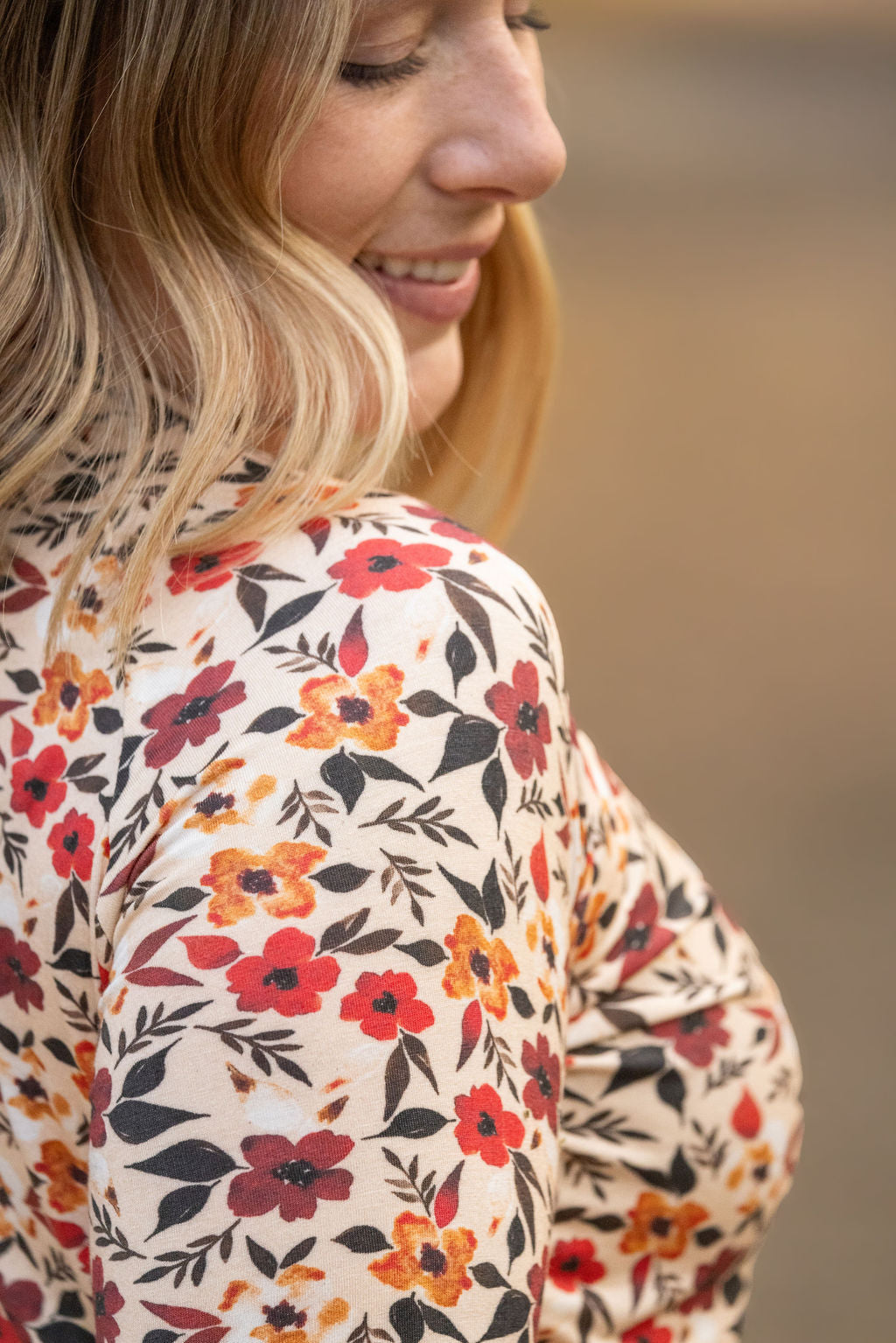 Blair Long Sleeve Top - Red Floral