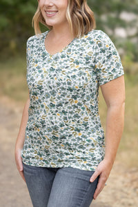 Sophie Pocket Tee - Green Floral