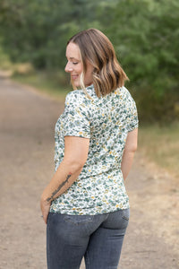 Sophie Pocket Tee - Green Floral