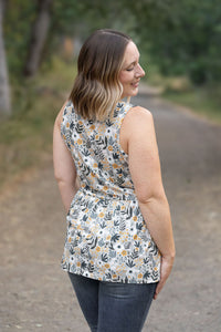 Renee Ruffle Tank - Boho Olive Floral