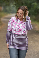 Load image into Gallery viewer, Hailey Pullover Hoodie - Pink Floral and Stripes
