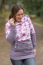 Load image into Gallery viewer, Hailey Pullover Hoodie - Pink Floral and Stripes
