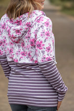 Load image into Gallery viewer, Hailey Pullover Hoodie - Pink Floral and Stripes
