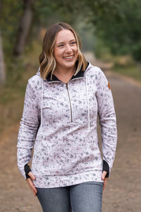 HalfZip Hoodie - Tan Micro Floral and Black