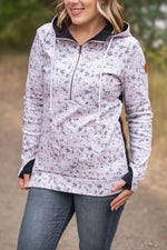 Load image into Gallery viewer, HalfZip Hoodie - Tan Micro Floral and Black
