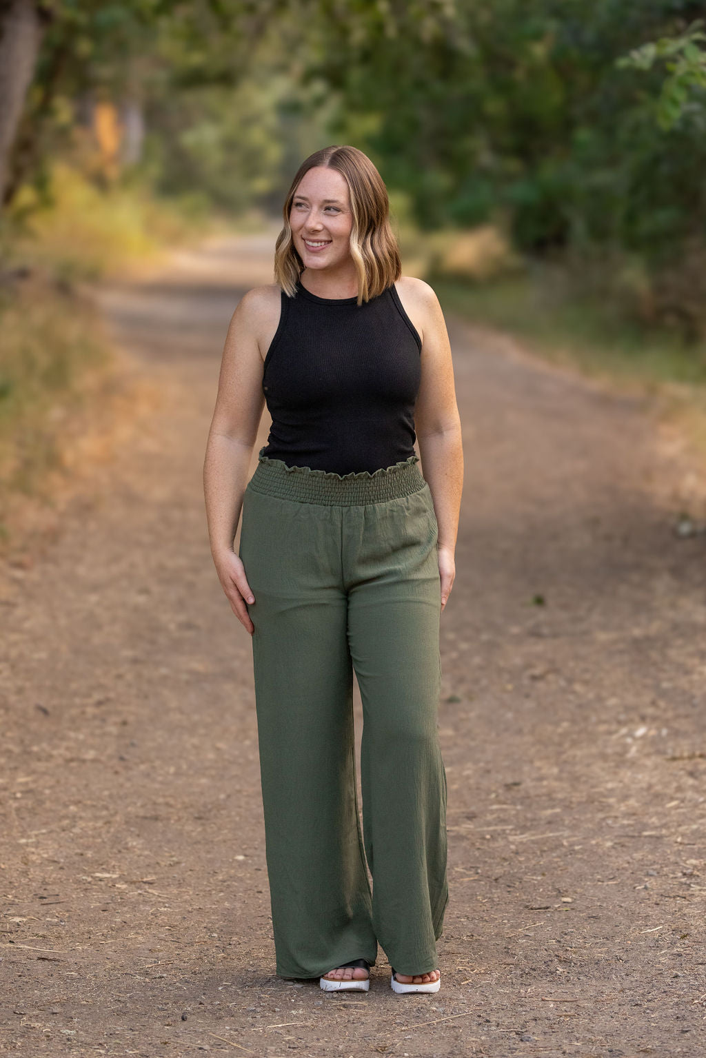 **Presley Palazzo Pants - Olive | Women's Wide-Leg Pants