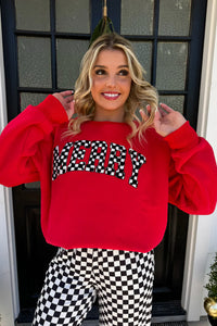 {Pre-Order} Merry Checkered Letter Pullover