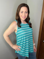 Load image into Gallery viewer, Think About It Tank In Teal FINAL SALE
