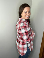 Load image into Gallery viewer, Pair This Flannel In White/Red
