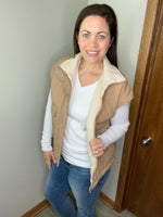 Load image into Gallery viewer, Maddox Reversible Puffer Vest  Tan/Ivory
