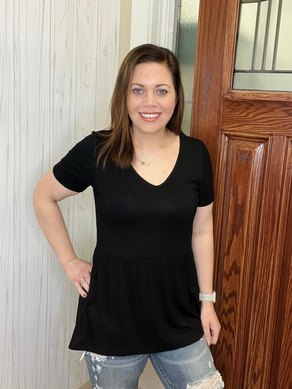 Sarah Ruffle Top - Black