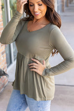 Load image into Gallery viewer, Long Sleeve Sarah Ruffle - Olive
