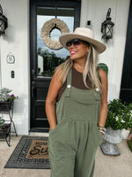 Load image into Gallery viewer, Karli Boho Overalls Olive
