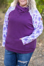 Load image into Gallery viewer, Zoey ZipCowl - Plum and Purple Floral
