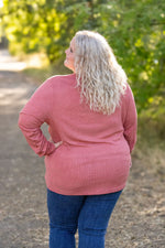 Load image into Gallery viewer, Brielle Henley Ribbed Long Sleeve - Terra Cotta
