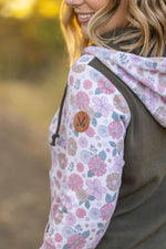 Load image into Gallery viewer, HalfZip Hoodie - Boho Fall Floral and Olive
