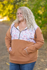 Load image into Gallery viewer, HalfZip Hoodie - Camel and Fall Floral Mix
