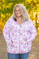 Load image into Gallery viewer, Classic Fullzip Hoodie - Pink Floral and Burgundy
