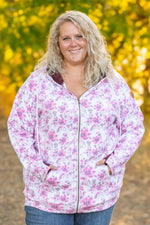 Load image into Gallery viewer, Classic Fullzip Hoodie - Pink Floral and Burgundy
