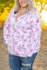 Load image into Gallery viewer, Classic Fullzip Hoodie - Pink Floral and Burgundy
