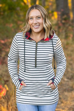 Load image into Gallery viewer, HalfZip Hoodie - Oatmeal Stripes and Buffalo Plaid
