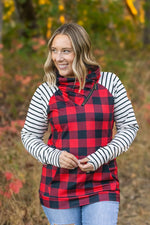 Load image into Gallery viewer, **Zoey ZipCowl - Buffalo Plaid and Oatmeal Stripes
