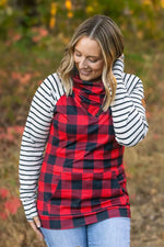 Load image into Gallery viewer, **Zoey ZipCowl - Buffalo Plaid and Oatmeal Stripes
