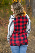 Load image into Gallery viewer, **Zoey ZipCowl - Buffalo Plaid and Oatmeal Stripes
